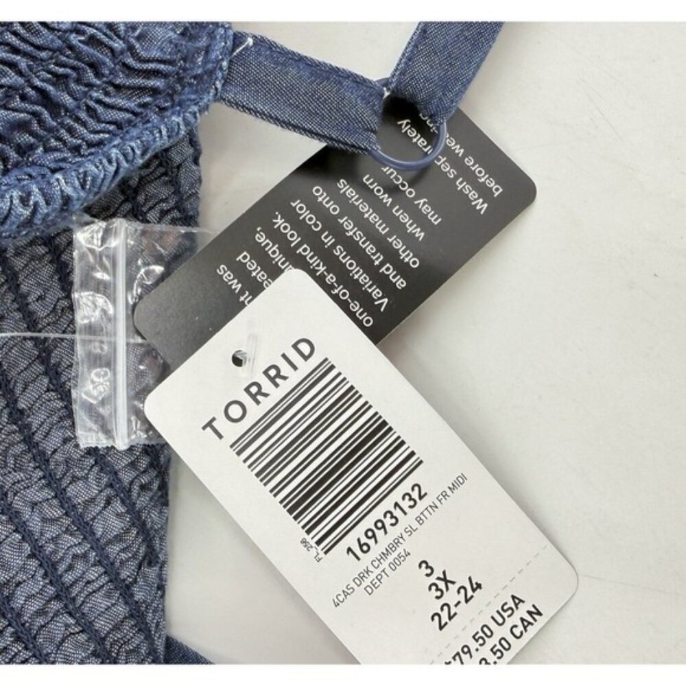 Nwt Torrid Plus Size Button Front Chambray Midi S… - image 5